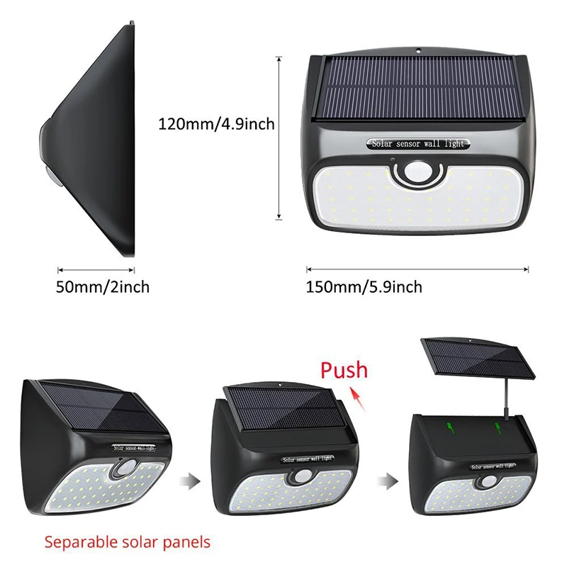 Новое поступление обновление 48 Светодиодный 900lm солнечного света в помещении PIR motion радар smart vs38/55/28/10/30/20 светодиодный открытый Водонепроницаемый светодиодный Sol к