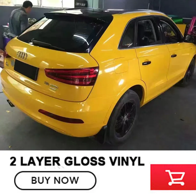 yellow vinyl car wrap SUPER Gloss Vinyl Wrap with air release FOR vw passat b6 for audi change color film film for change
