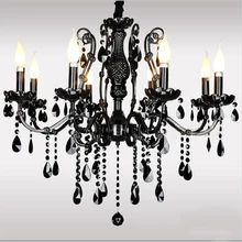 Европейская роскошная черная хрустальная люстра светильник ing Ретро лампа свеча хрустальная люстра лампа Лофт короткий модный светильник для гостиной