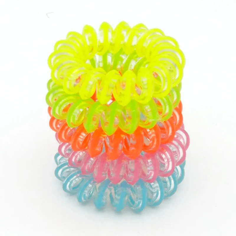 

10 pieces/lot Size 3.5CM Fluorescence Scruchies Hair Band Telephone Line Wire Elastic Hair Rope Hairband