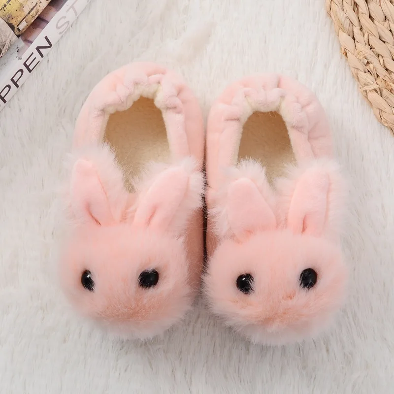Winter Adorable Baby Slippers Kids Boy Girl Non-slip Shoes Cute Rabbit Warm Shoes Children Cotton Home Floor Shoes