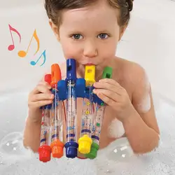 Пятицветные игрушки для новорожденных, детские цветные водные флейты, Банные мелодии, дующие игрушки, забавные Музыкальные звуки, игрушки