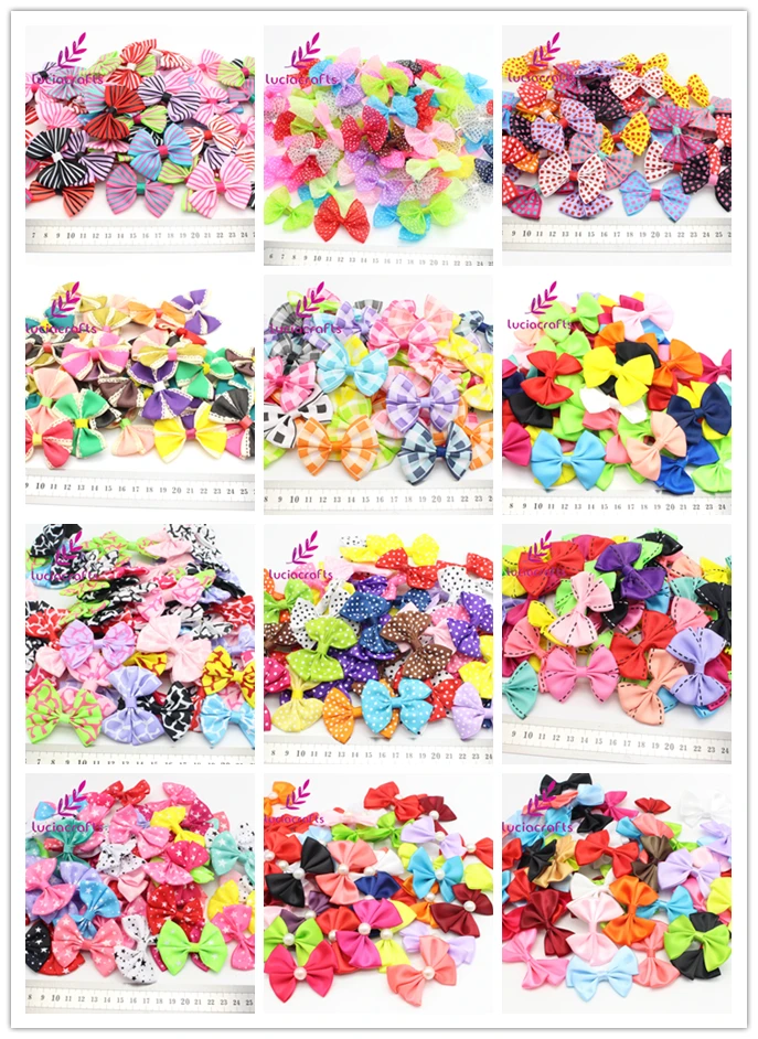 

Lucia crafts Randomly Mixed Candy Color Girls Boutique Mini Bow Headwear DIY Garment Craft Approx 40*60mm 12pcs/lot B0203