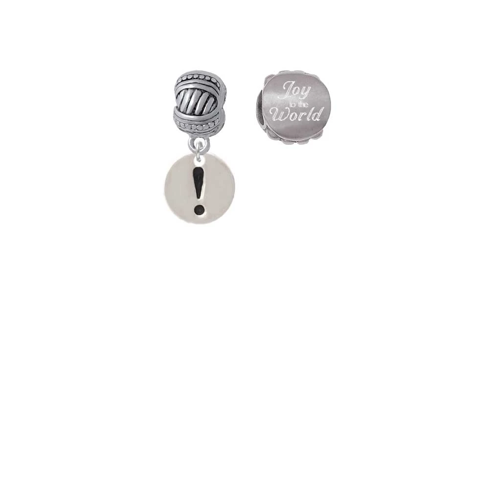 Silvertone Disc 1/2'' - Symbol - Exclamation Point - ! - Joy to the World Charm Beads (Set of 2)