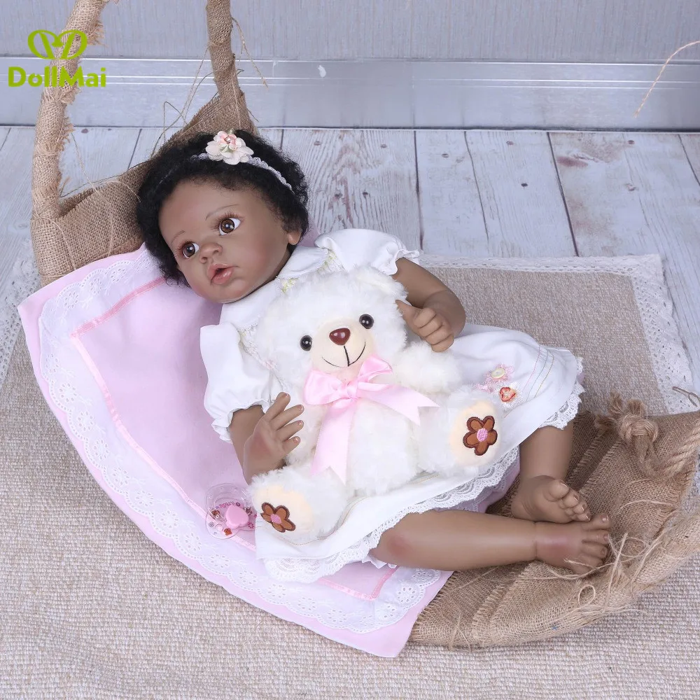 

Black doll reborn 20"50cm silicone reborn baby doll real girl baby alive dolls for children gift Bebes reborn bonecas