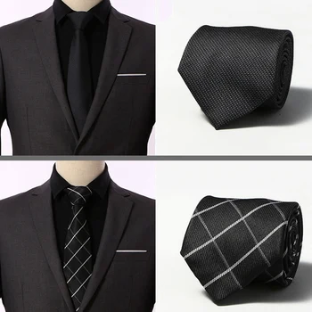 

New 8 cm 100% Jacquard Woven Silk Tie For Men Striped Neckties Man's Neck Tie For Wedding Business Party Factory Sale