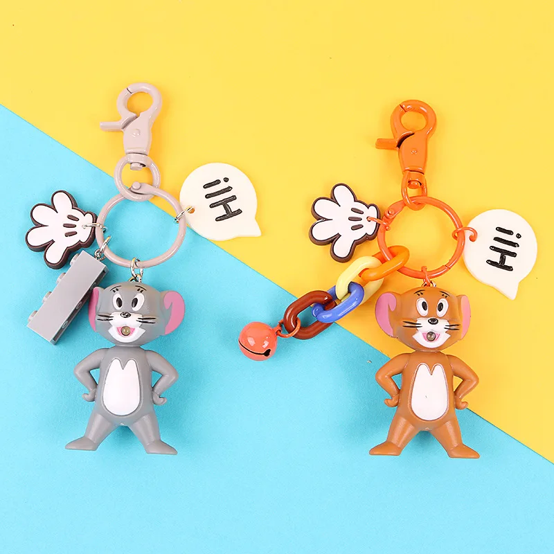 

Cute Cartoon Anime Tom and Jerry Keychain Keyring Women Bag Charm Holder Fashion Resin Key Chain