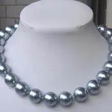 Горячее предложение 12 мм элегантное серебристо-серое жемчужное ожерелье жемчужные бусы модные ювелирные изделия для девушек цепочка ожерелье натуральный камень 18 дюймов