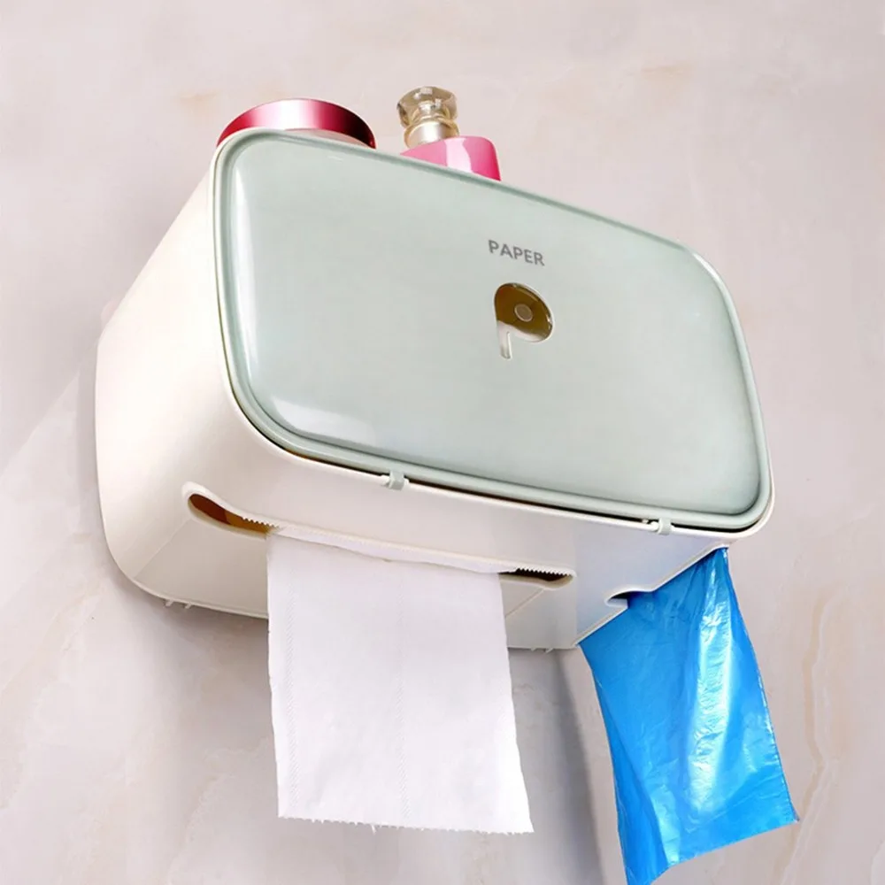 Multi-Function Waterproof Bathroom Toilet Roll Paper Holder Paper Phone Holder With Storage Shelf Rack