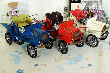 

vintage classic Distressed antique oldtime convertible auto car hand-made craft model for home coffee bar ornaments decoration