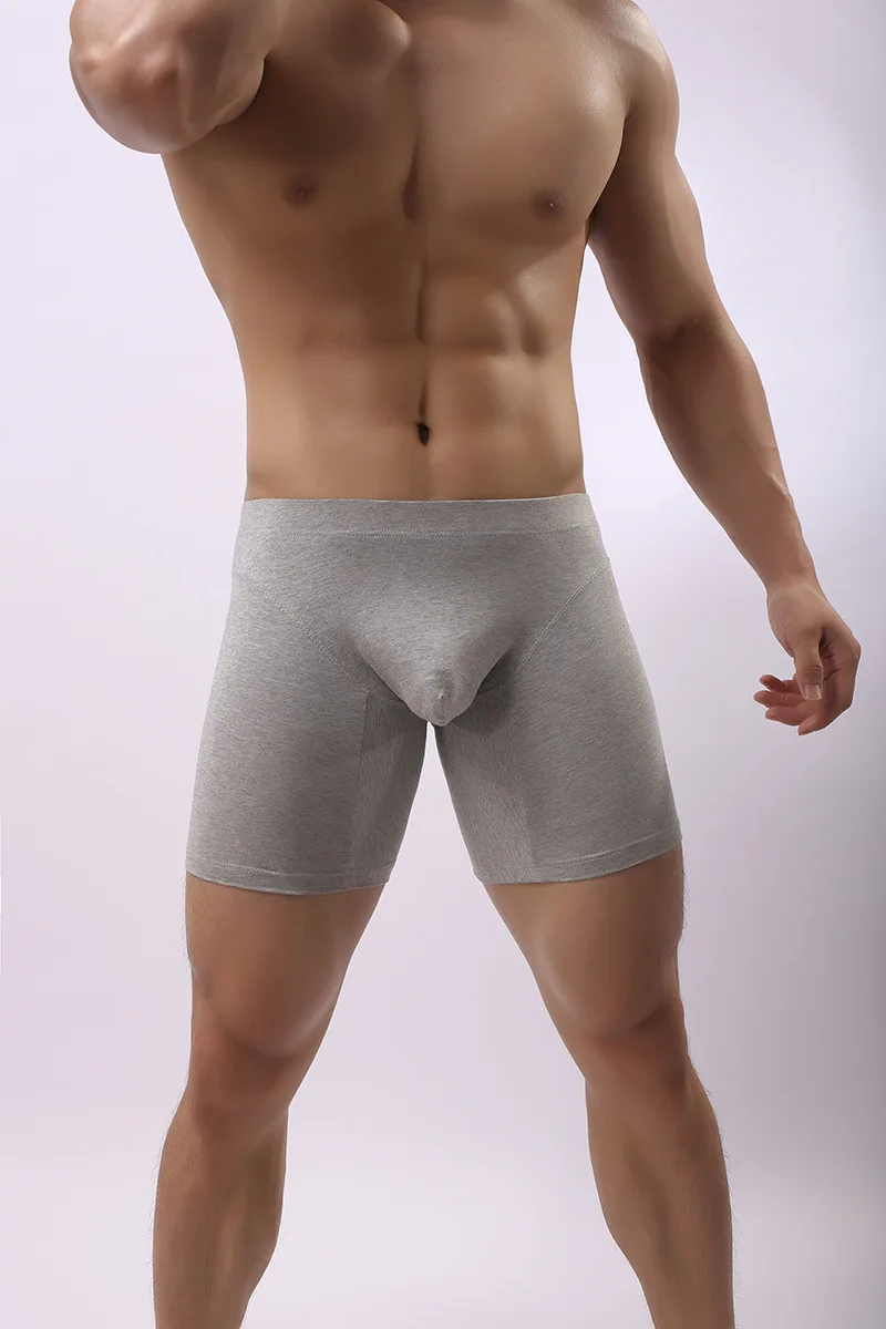 Men's Long Underwear Brand Cotton Boxershorts Homme Slip Panties Man U Convex Design Sexy Sportswear Five Points Underpants