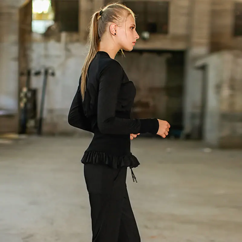 Autumn Winter 2 Pieces Set Women Fashion Long Sleeve Suit Runway Casual Women Tracksuit Top And Pants Set Lady Unique black suit Women's Sets