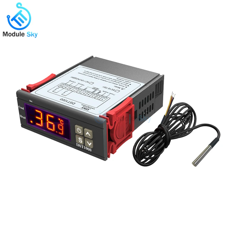 

DC 12-72V DST1000 Thermostat Temperature Controller with DS18B20 waterproof probe sensor