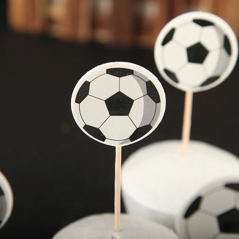 24pcs Football Soccer Theme Cake Cupcake Topper Kids Birthday Party Decoration Supplies World Cup Party Decoration