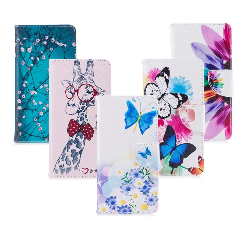 

Wallet Leather Case For Huawei Y3 II Fashion Butterfly Flower Tree Cute Giraffe Bear Cover For Huawei Y3II ll Y3 2 Mobile Coque