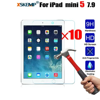 

XSKEMP 10Pcs Wholesale Tempered Glass Screen Protector For iPad mini 5 7.9 A2133 A2124 A2126 A2125 Full Cover Tablet Protective