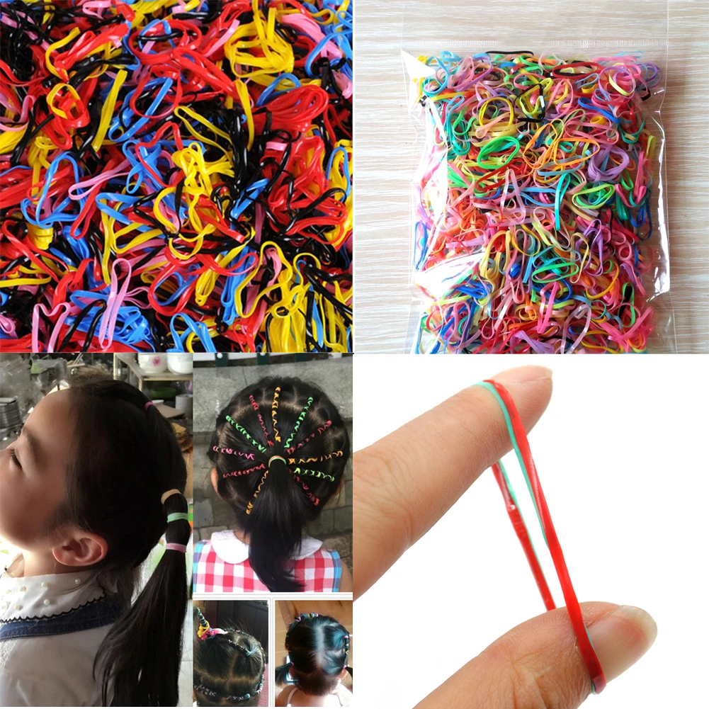 

Mix Color Princess Hair Accessories High Quality Hair Loop Hot New 1000 Pcs/Lot Hot-selling Girls Hair Bands Baby Rubber Band`