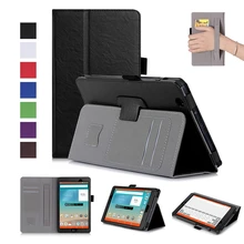 Book Flip Cover PU Leather Case for LG Gpad 3 III 8.0 V525 V521 V520 V522 Tablet with Card Slots Hand Strap + Free Gift
