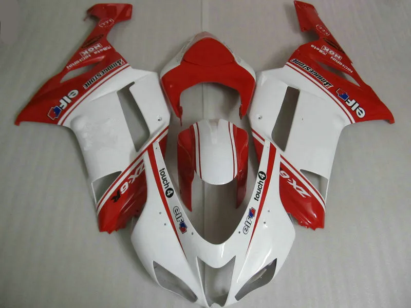 Топ-Номинальная мотоцикл комплект обтекателей для KAWASAKI Ninja ZX6R 636 07 08 ZX 6R 2007 2008 из АБС-пластика, белые, ярко-красный Обтекатели+ подарки KF60
