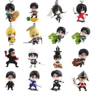 

15PCS Japanese 4cm Attack on Titan Eren Yeager Levi Toys Cartoon Hanging Chain Mini Action Figure Model Dolls Party Kids Gift