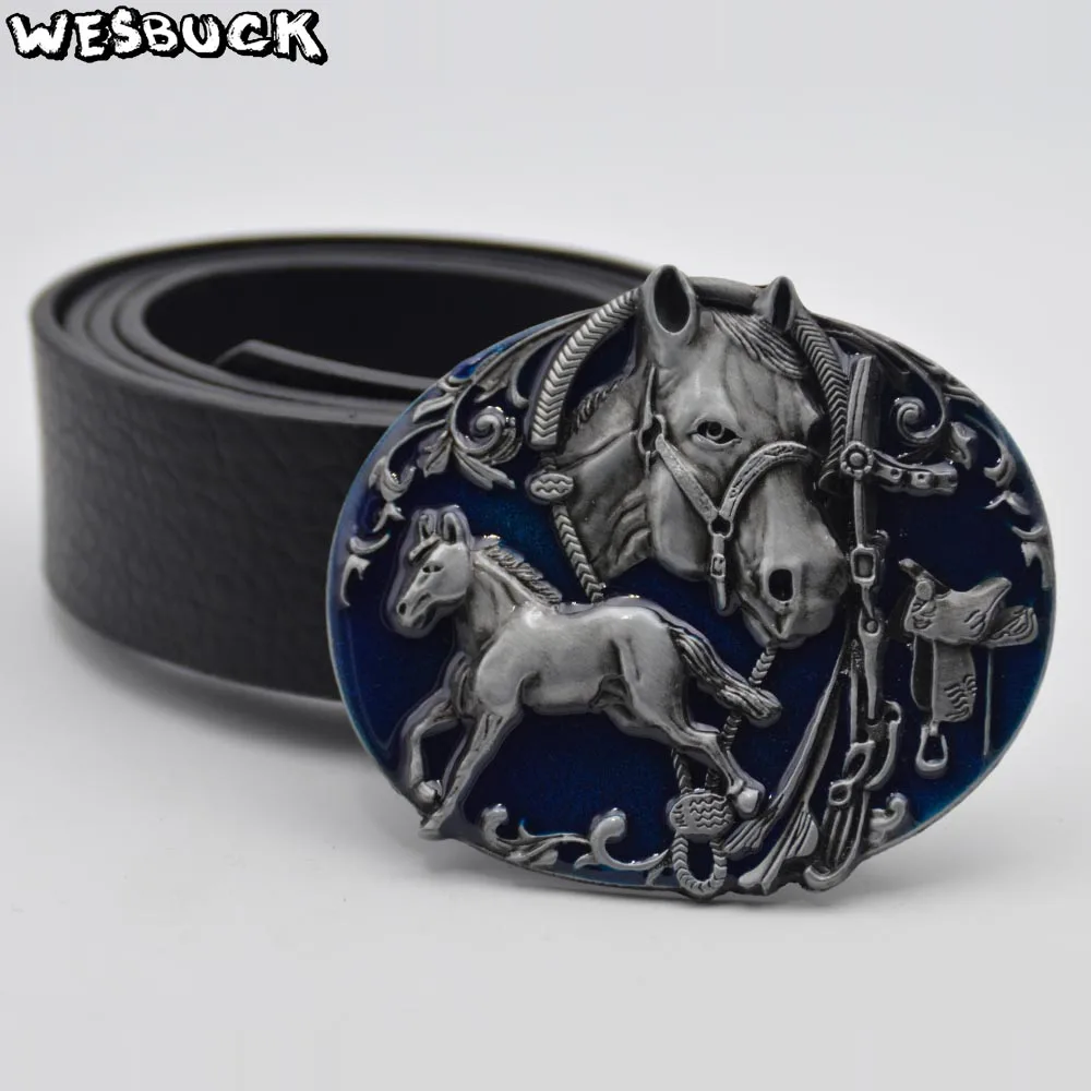 

5 PCS MOQ WesBuck Brand Two Running Horse Cowboy Belt Buckle Cowgirls Horse Buckle Cool Causal Cowboy Hebilla