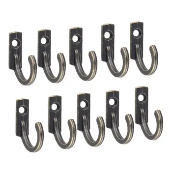 

10PCS Single Prong Hook Mini Size Wall Mounted Retro Cloth Hanger for Coats Hats Towels Keys