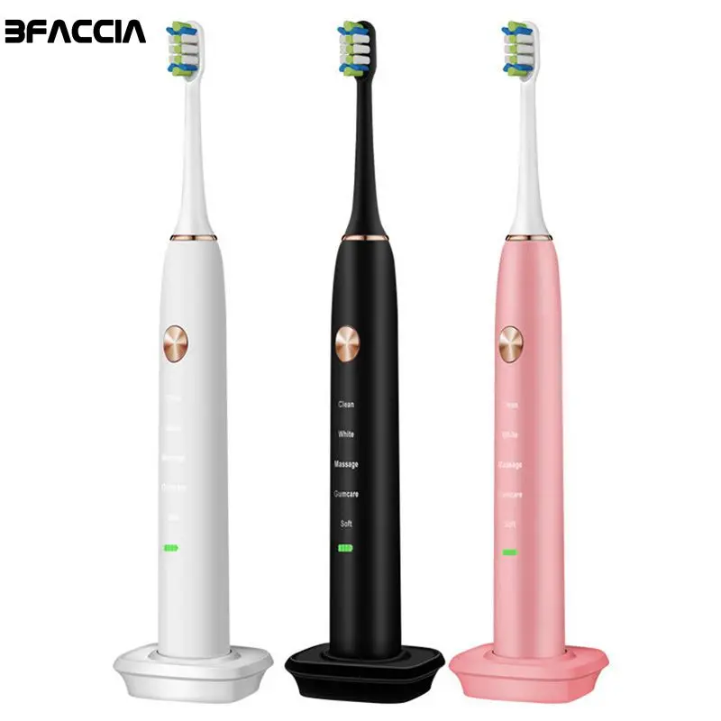 

Bfaccia Electric Toothbrush 9000 Ultrasonic USB Charge Rechargeable Tooth Brushes With 2pcs Replacement Heads Whitening Tool