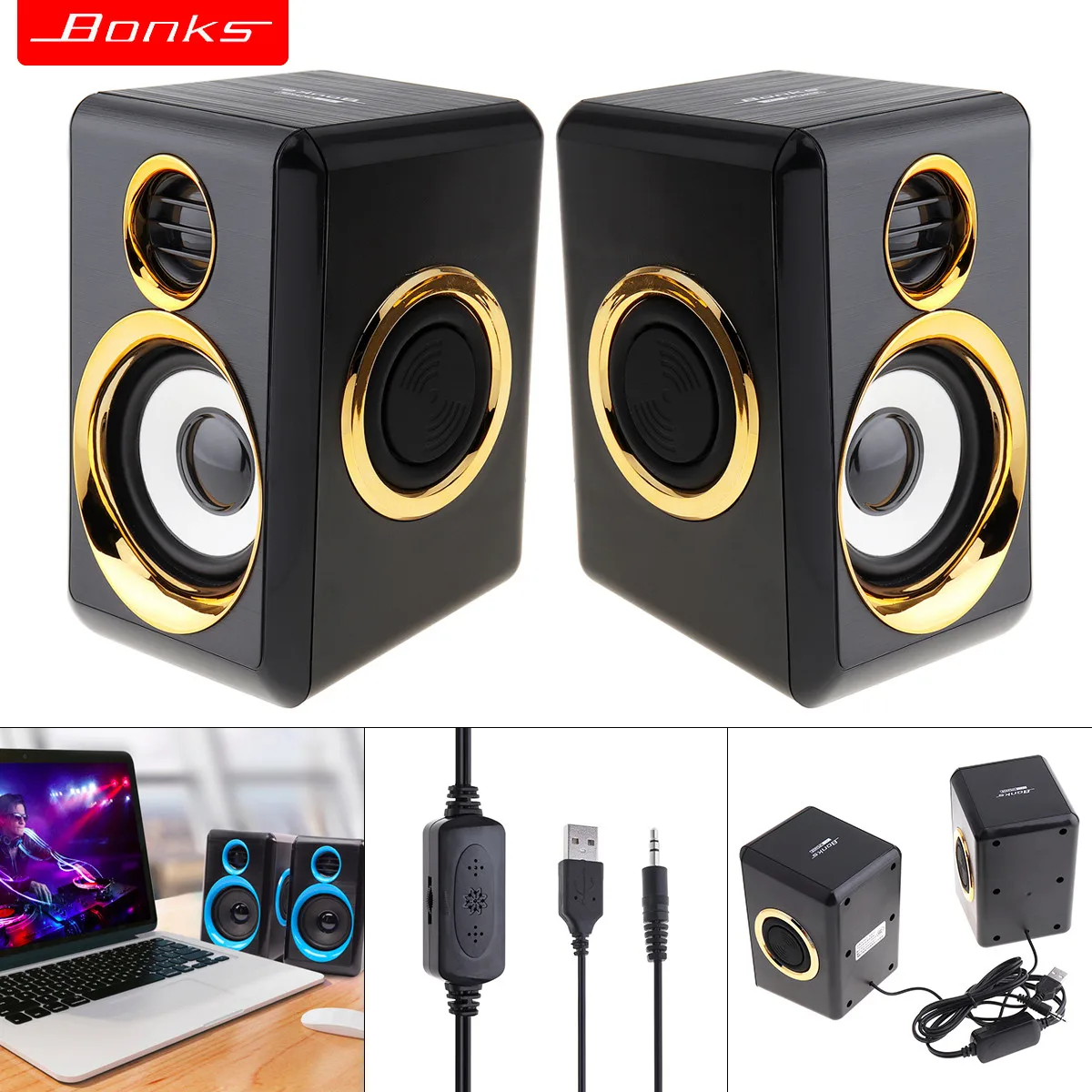 

K1 Portable Mini Subwoofer Notebook Speaker USB Power Computer Loudspeaker with 3.5mm Audio Plug for Desktop PC Laptop MP3 Phone
