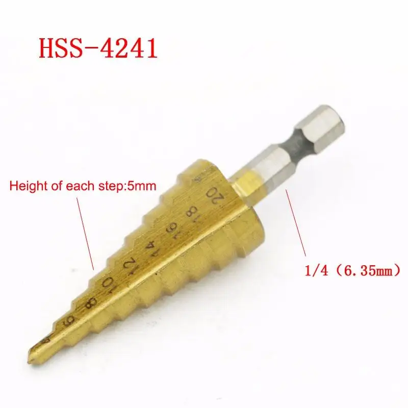 4-20 HSS 4241 стальной шаг конус титановое покрытие сверло набор инструментов для резки отверстий для мягкого металла