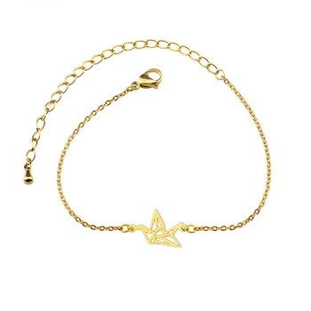 

10PCS Fashion Trendy Origami Crane Bracelet for Women Animal Birds Link Chain Stainless Steel Simple Elegant Women Bracelets