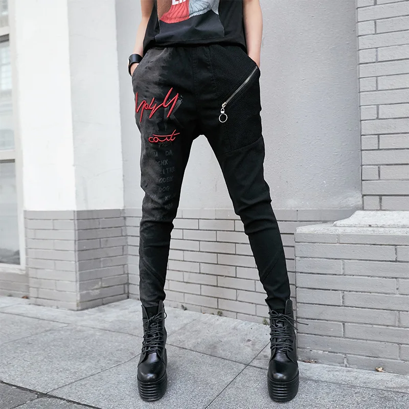 Max LuLu/модные штаны-шаровары в Корейском стиле для девочек; женские обтягивающие джинсы с вышивкой; черные Стрейчевые женские джинсовые брюки размера плюс - Цвет: black