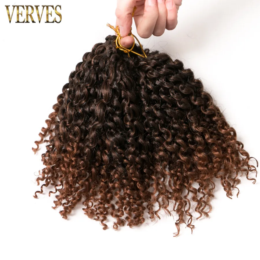 

VERVES Curly crochet braids hair 90g/set,3piece/set 8 inch synthetic Marly Braid brown ombre braiding hair extentions