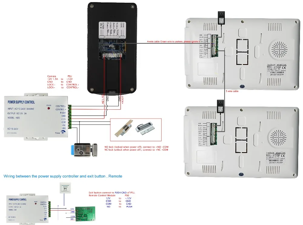 " цветной ЖК-экран видеодомофон дверной телефон комплект+ RFID дверной Звонок камера+ Электрический замок управления