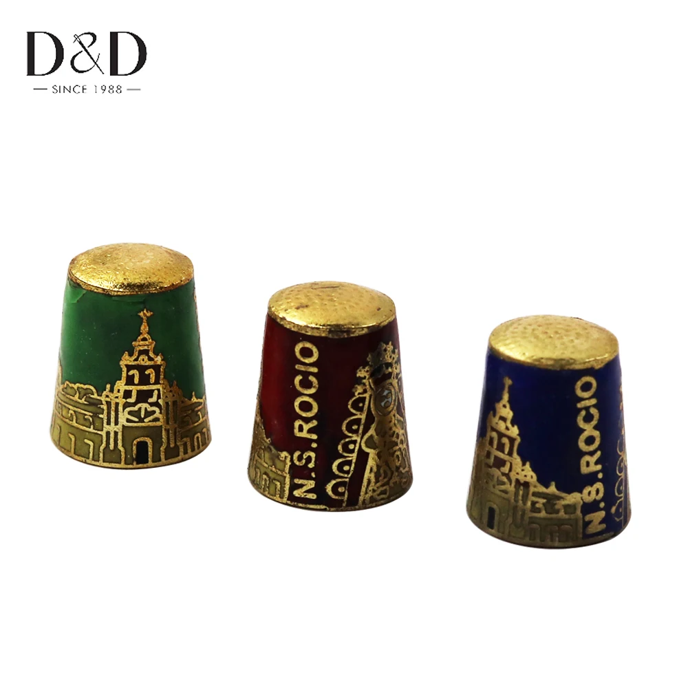 

D&D Random 3pcs Cloisonne Enamel Sewing Thimbles Tunisian Thimble DIY Sewing Tool Needlework Accessory