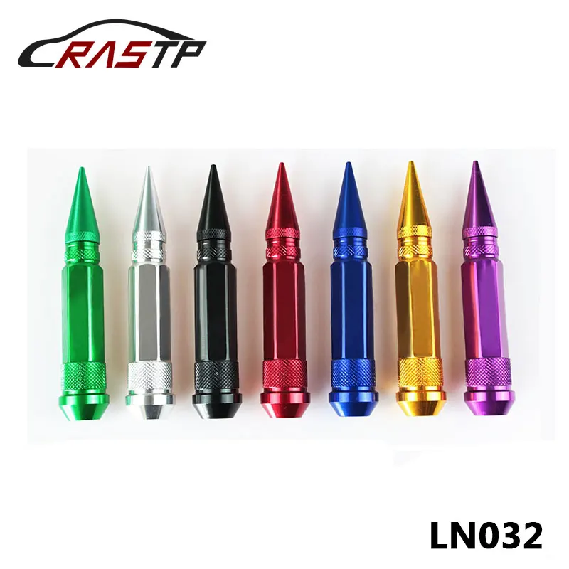 Ceny RASTP 20 sztuk zestaw stop aluminium 90MM nakrętka koła z kolcami rozszerzony Tuner felgi rowerowe kolce nakrętka wyścigowa z Logo RS LN032