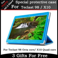 Fashion 3-Folder Mangetic Closure Silk Flip Stand Pu Leather Case For Teclast X10 quad core/98 octa core 10. inch Tablet pc