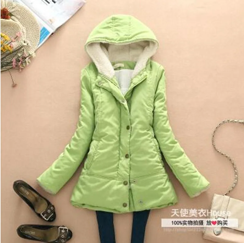 new 2016 winter warm women long cotton coat hooded Zipper button women Slim long sleeved thick