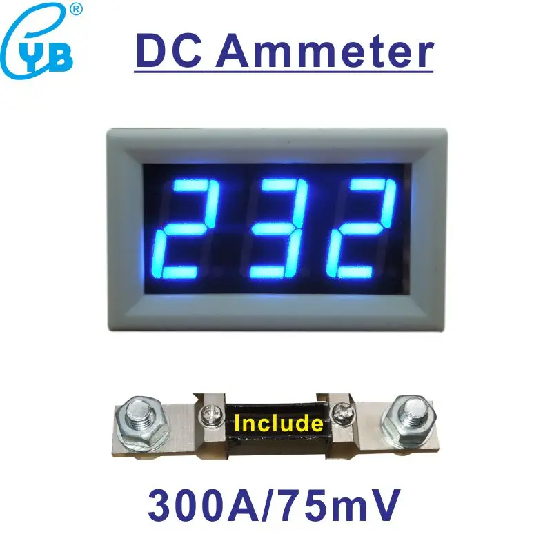 

DC Ammeter Current Meter LED Digital Ammeter 300A 75mV Include a Shunt Amp Panel Meter DC 0-300A Current Indicator Ampere Meter