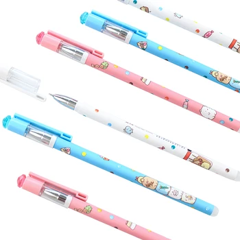 

24pcs/lot Kawaii Pen Cartoon Animal Series 0.5mm Blue Ink Full Needle Erasable Gel Pen School Office Stationery Supply Cute Gift
