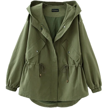 

2019 New Spring Women Coat Female Fashion Slim hooded Trench Coat casual ladies windbreaker Coat Autumn loose hoodies Outerwear