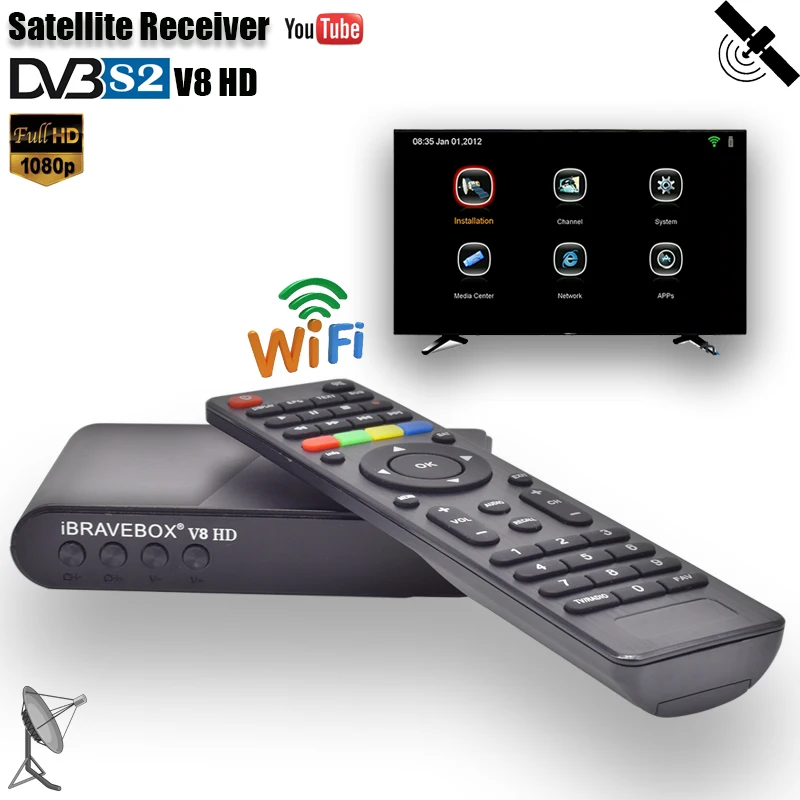 iBRAVEBOX V8 HD Satellite Receiver Support CCAM DVB S2 TV Tuner HD 1080P Digital Satellite TV Receiver Receptor