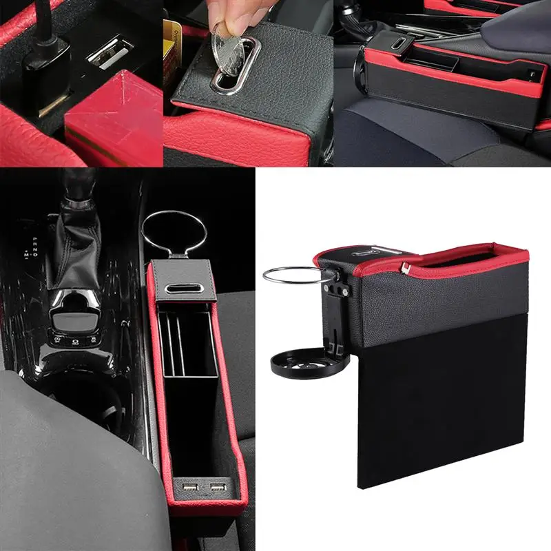 

Car Storage Seat Side Storage Box Organizer Container Auto Seat Slot Gap Storage Boxes Phone Wallet Cards Keys Coins Organizers