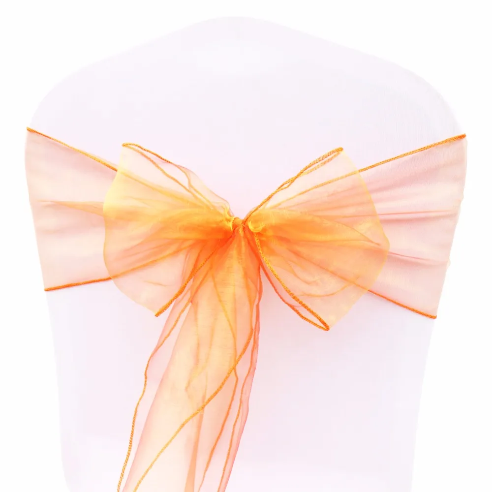 

300PCS Chair Sashes Organza Sash Cover Bow For Wedding Decorations Home Textiles Gold Royal Blue Party Decoration Wholesale New