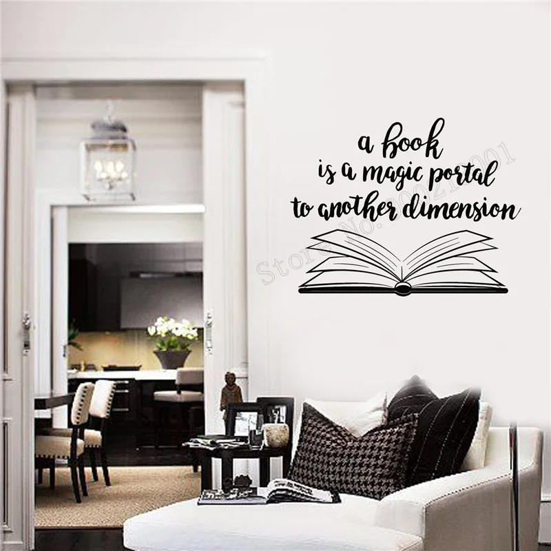 

Wall Decoration Open Book Decoration Interior Wall Decorative Modern Library Vinyl Removeable Ornament Quotes Decor LY282
