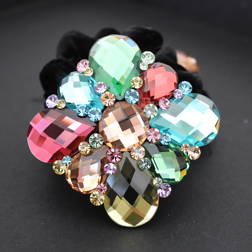 

2pcs Crystal Hair Tie - Rhinestone Ponytail Holder - Hair Accessories Jewelry Ornament Tiara Rope for Women Bridal Office Party