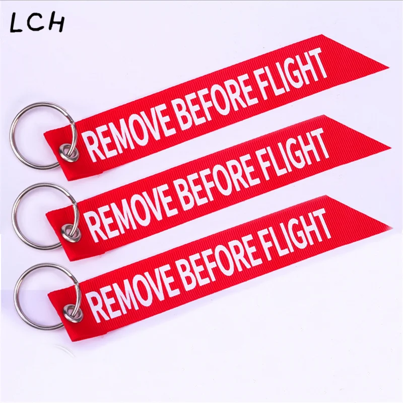 

Remove Before Flight Streamer Key Chain Chaveiro Red Print Keychain Ring for Aviation Gifts Key Ring Jewelry Soft Key Fob