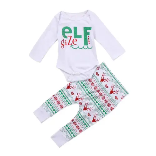 

Christmas Newborn Baby Boys Girls Clothes Set Xmas Cotton Long Sleeve Bodysuit Tops Pattern Leggings Long Pants Outfits Sets