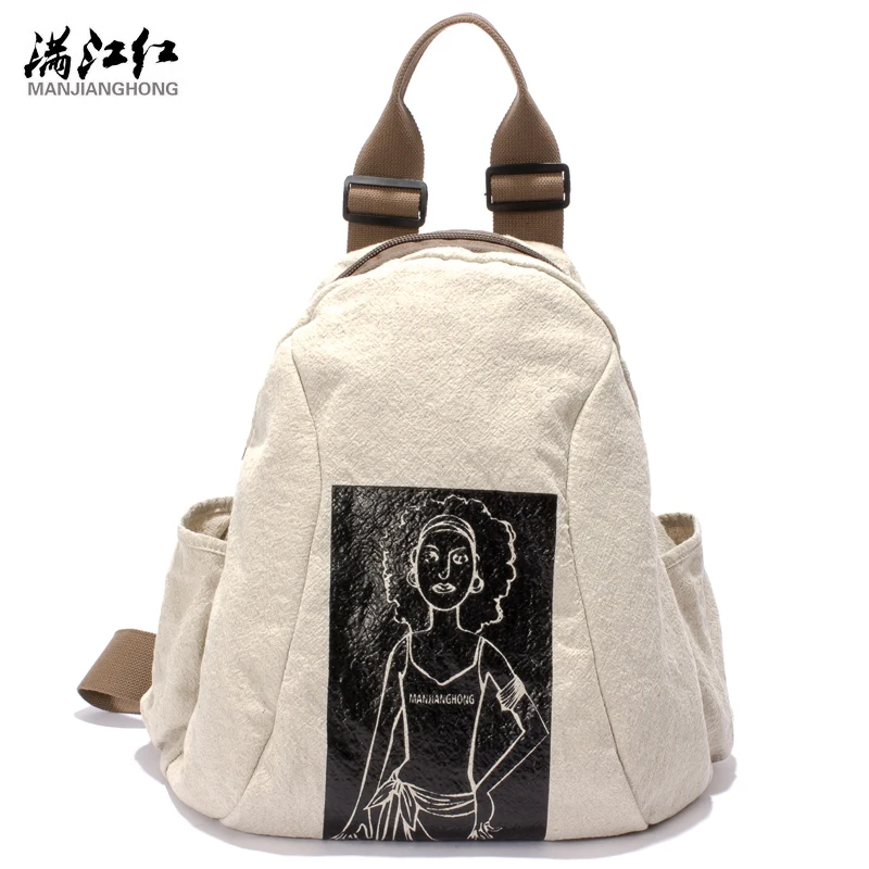 

Summer Fresh and Cool Cotton+Flax Girls Bag Single Shoulder or Backpack Unisex Bag Women Daily Leisure Walking Backpack 1359