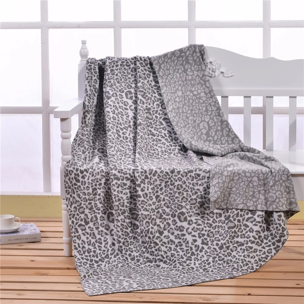 

Grey Leopard Knitted Blanket Sheep Velvet Blankets Winter Warmth Knitted Sofa/Bed Cover Quilt Knitted Blanket 130x180cm Size