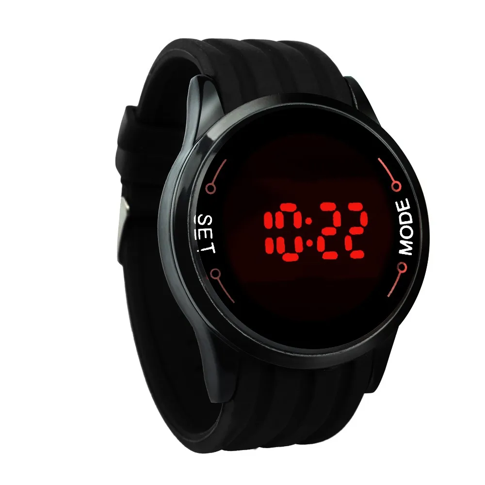 OTOKY модные Водонепроницаемый мужские часы светодио дный Сенсорный экран Дата силиконовый черный часы Специальный подарок модные